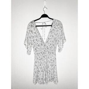 Final Touch Women's Summer Field Vibes Romper Smocked Waist Flutter Sleeves NWT